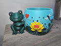 3D Printed Frog Planter with Lotus Flower & Dragonfly | Hand-Finished | 4m3d Design Art