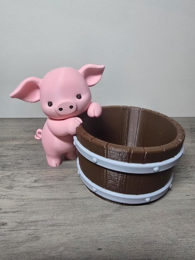 3D Printed Baby Piglet Planter Pot | Hand-Finished | 4m3d Design Art