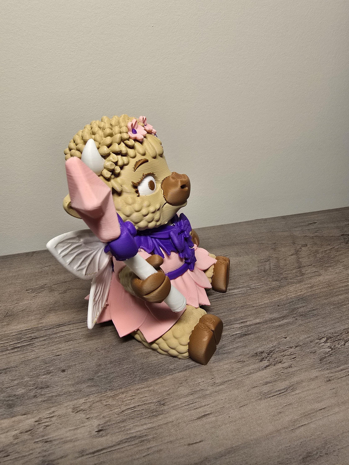 3D Printed Highland Cow Princess Figurine | Wings & Wand | Fairy Decor | 4m3d Design Art