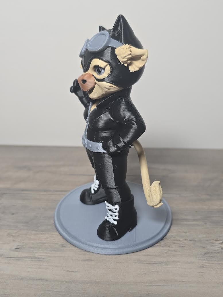 3D Printed Highland Cow Catwoman Figurine | DC Comics Fan Art | Hand-Finished | 4m3d Design Art