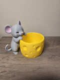 3D Printed Mouse with Cheese Planter | Jewelry Dish | Hand-Finished | 4m3d Design Art
