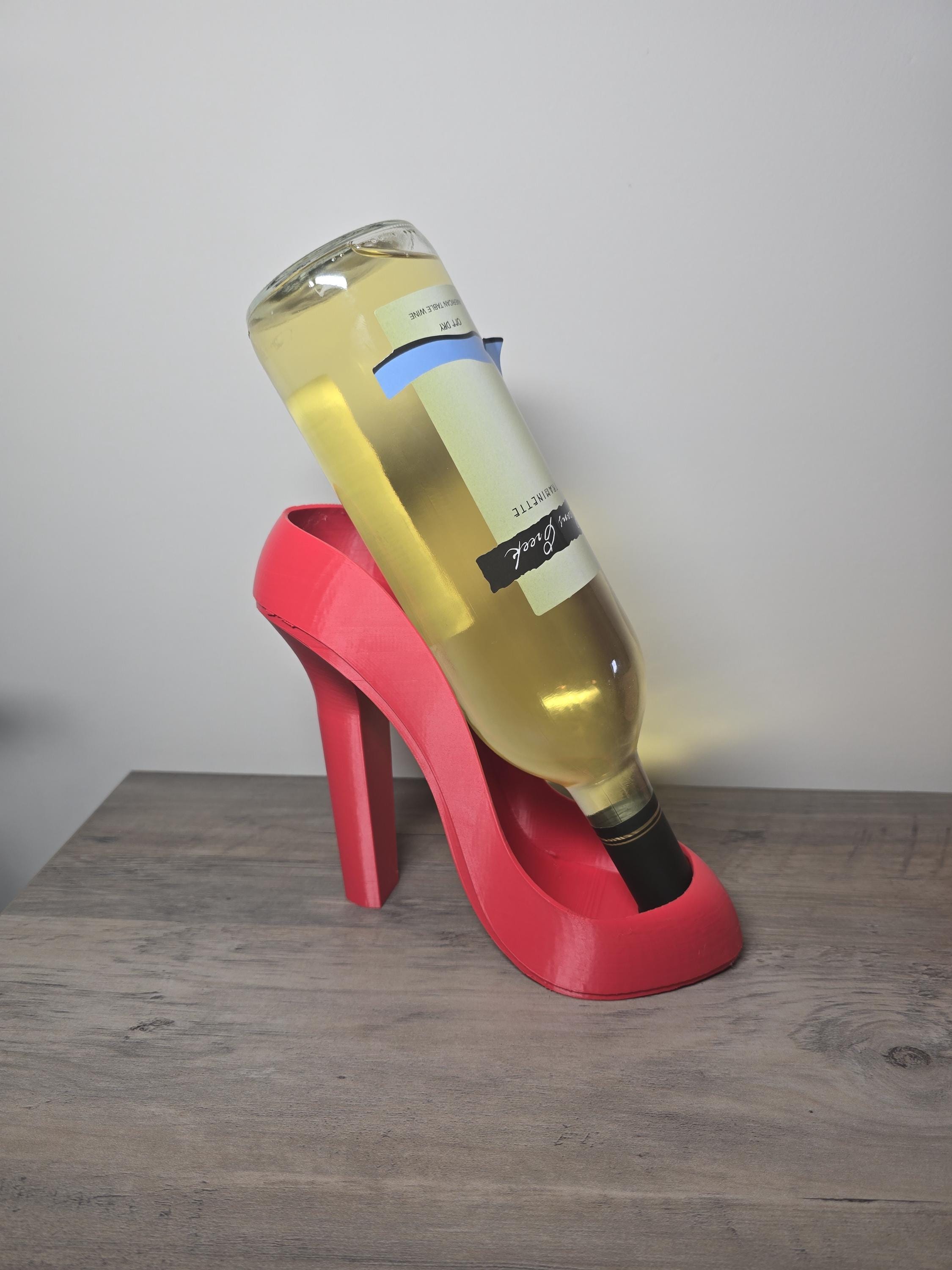3D Printed High Heel Wine Bottle Holder | Unique Bar Decor & Gift | 4m3d Design Art