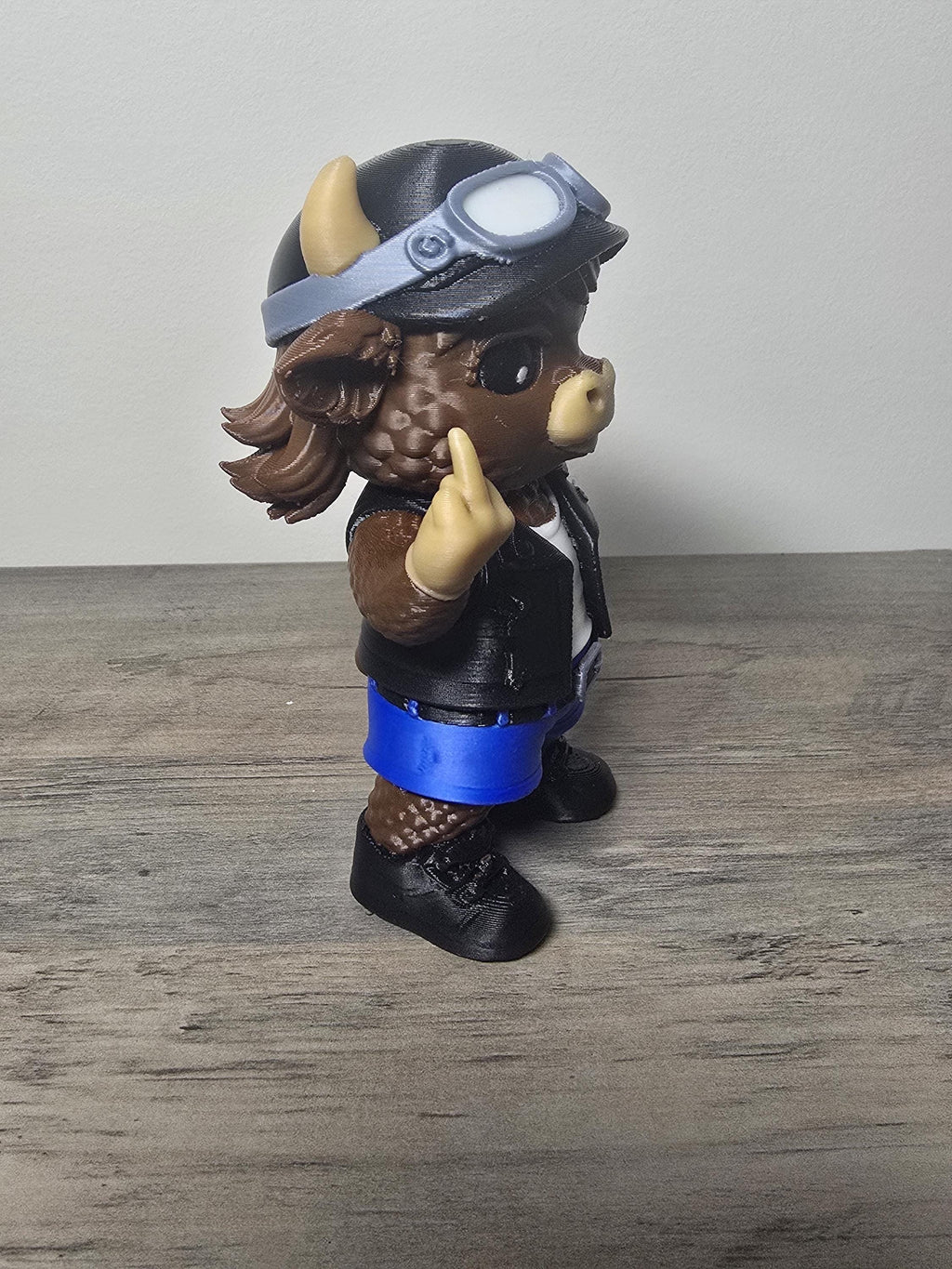 3D Printed Biker Highland Cow Figurine | Rebellious Rocker Design | 4m3d Design Art