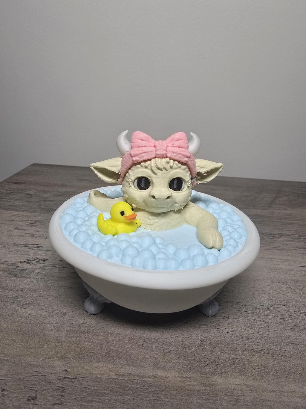 3D Printed Baby Cow Bath Time Figurine | Rubber Duck | Hand-Finished | 4m3d Design Art