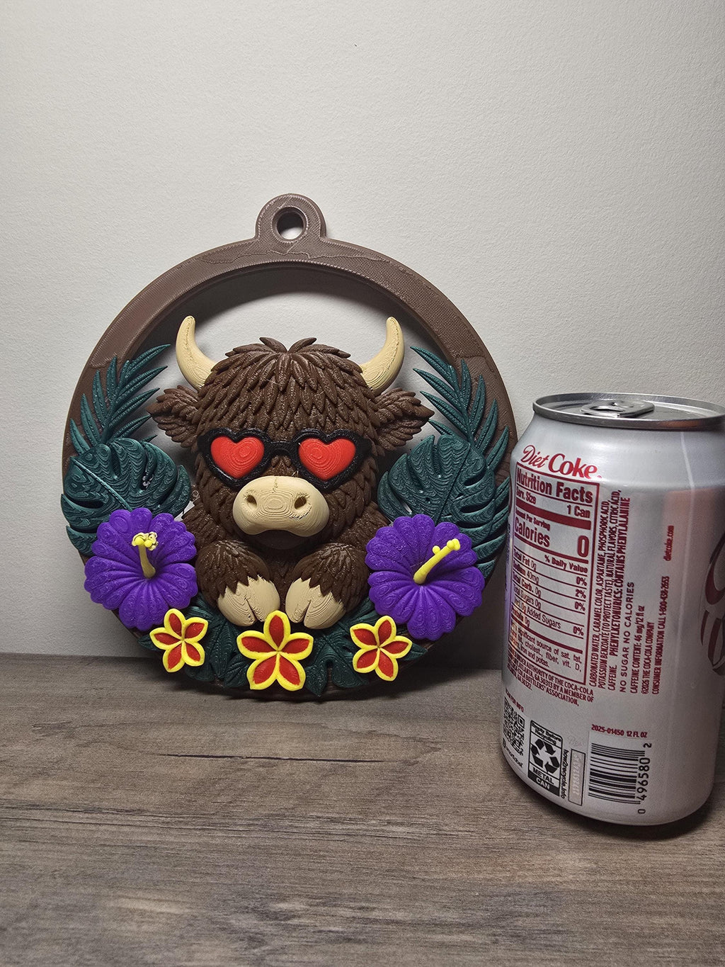 3D Printed In Love Highland Cow Floral Wall Hanger | Valentine's & Home Decor | 4m3d Design Art