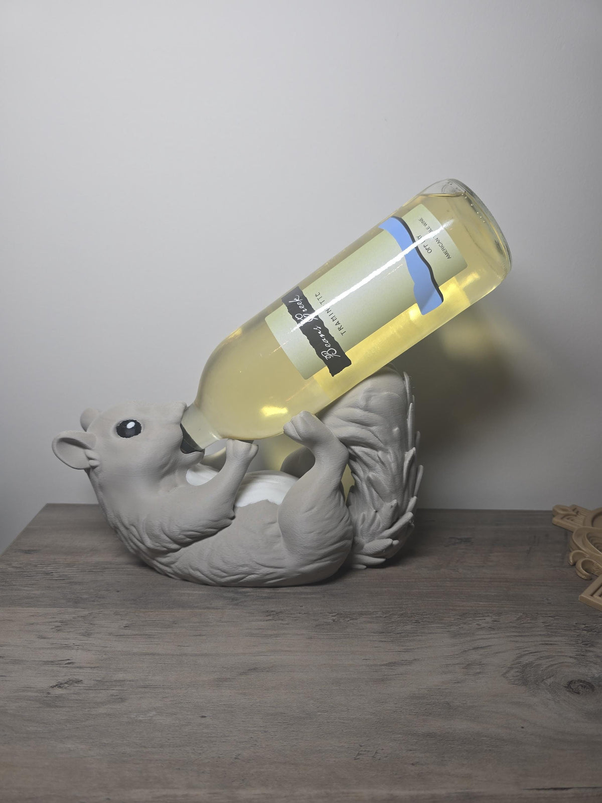 3D Printed Squirrel Wine Bottle Holder | Funny Bar Decor & Host Gift | 4m3d Design Art