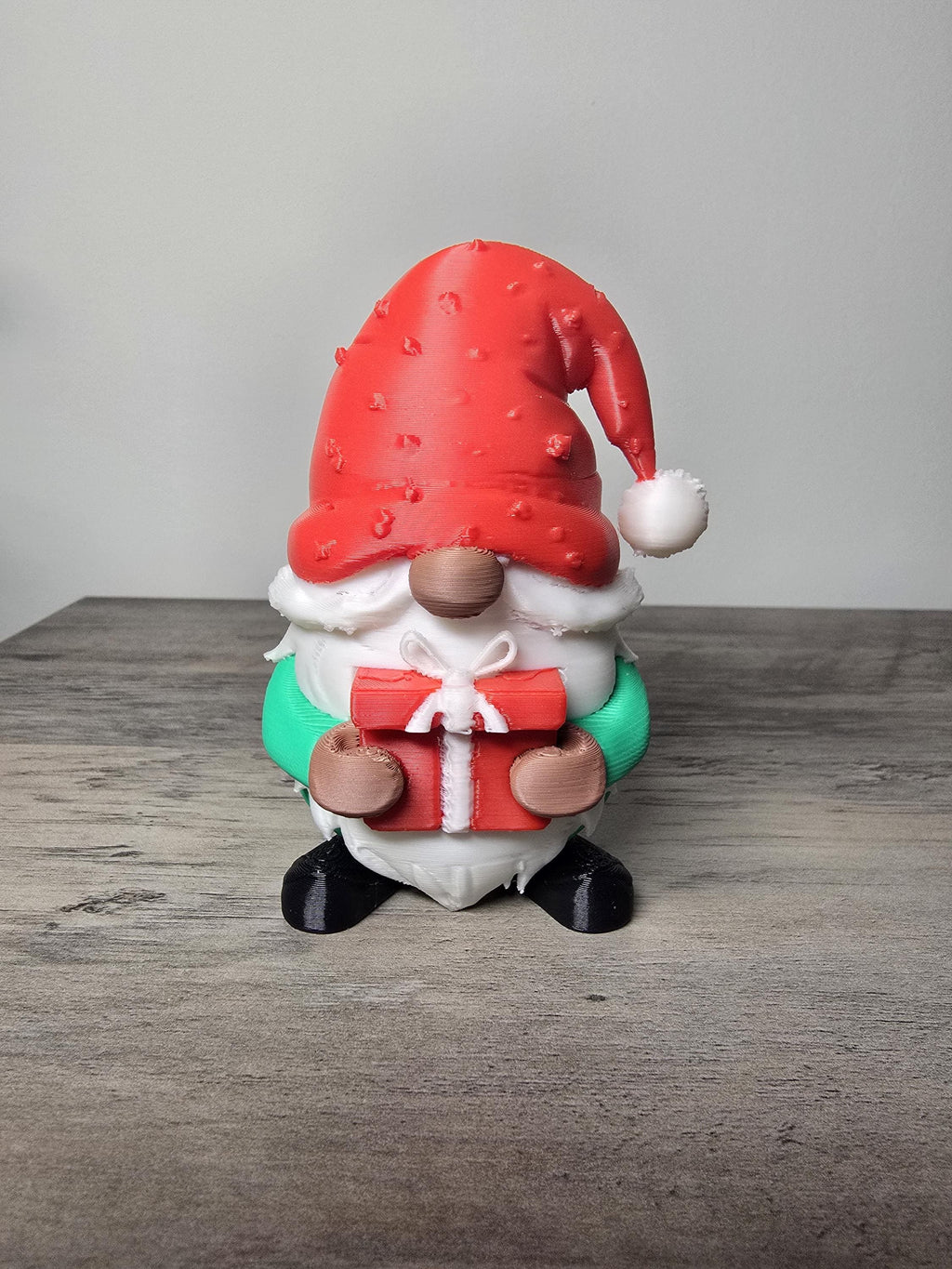 3D Printed Christmas Gnome with Present Figurine | Holiday Decor | 4m3d Design Art