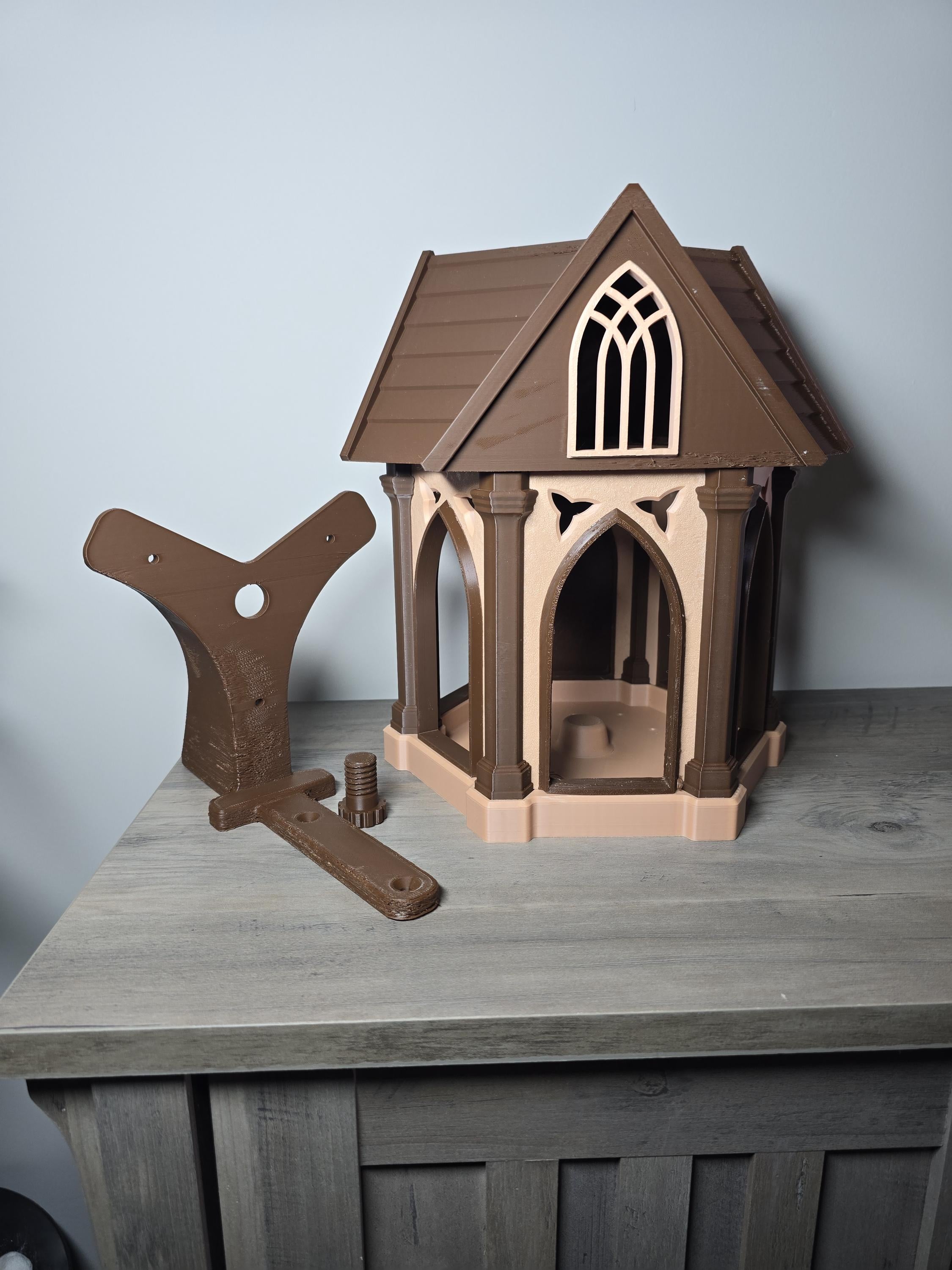 3D Printed Large Victorian Bird Feeder | Post Mount | 9x9x11 In | 4m3d Design Art