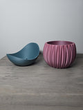 3D Printed Ribbed Planter with Saucer | Indoor Plant Pot | Custom Colors | 4m3d Design Art