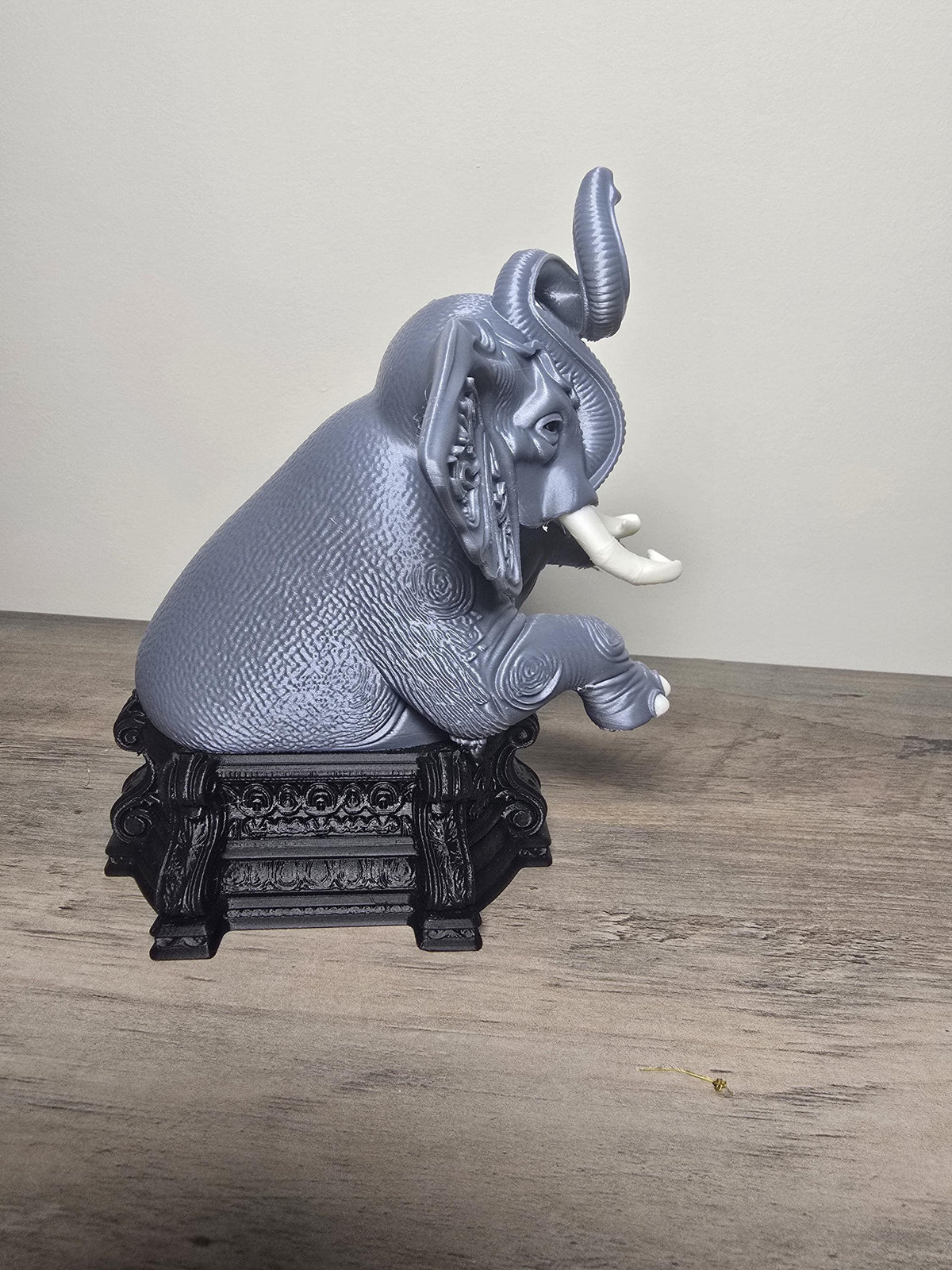 3D Printed Sitting Elephant Figurine | Ornate Stool Accent Decor | 4m3d Design Art