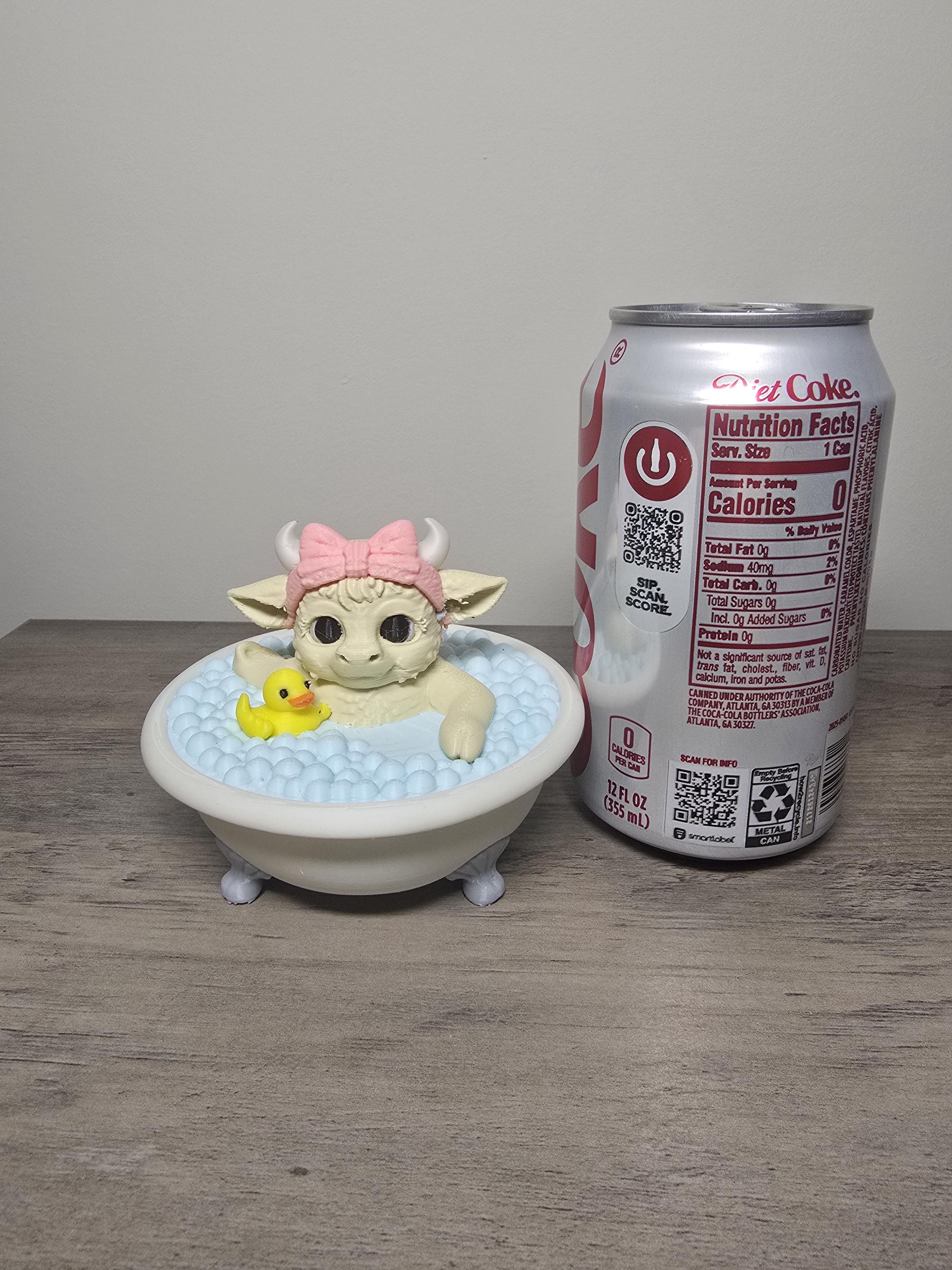3D Printed Baby Cow Bath Time Figurine | Rubber Duck | Hand-Finished | 4m3d Design Art