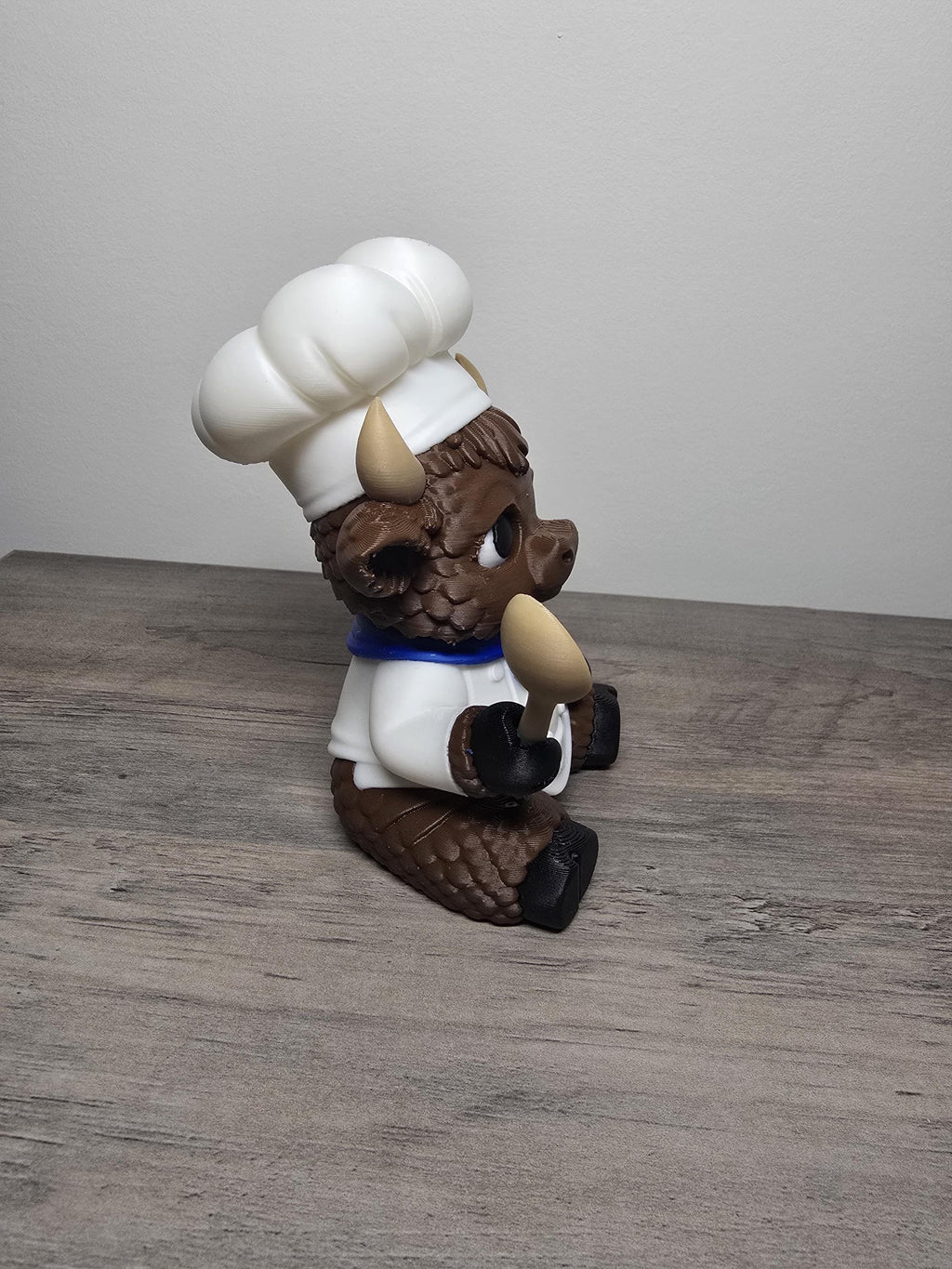 3D Printed Highland Cow Chef Figurine | Apron & Spoon | Hand-Finished | 4m3d Design Art