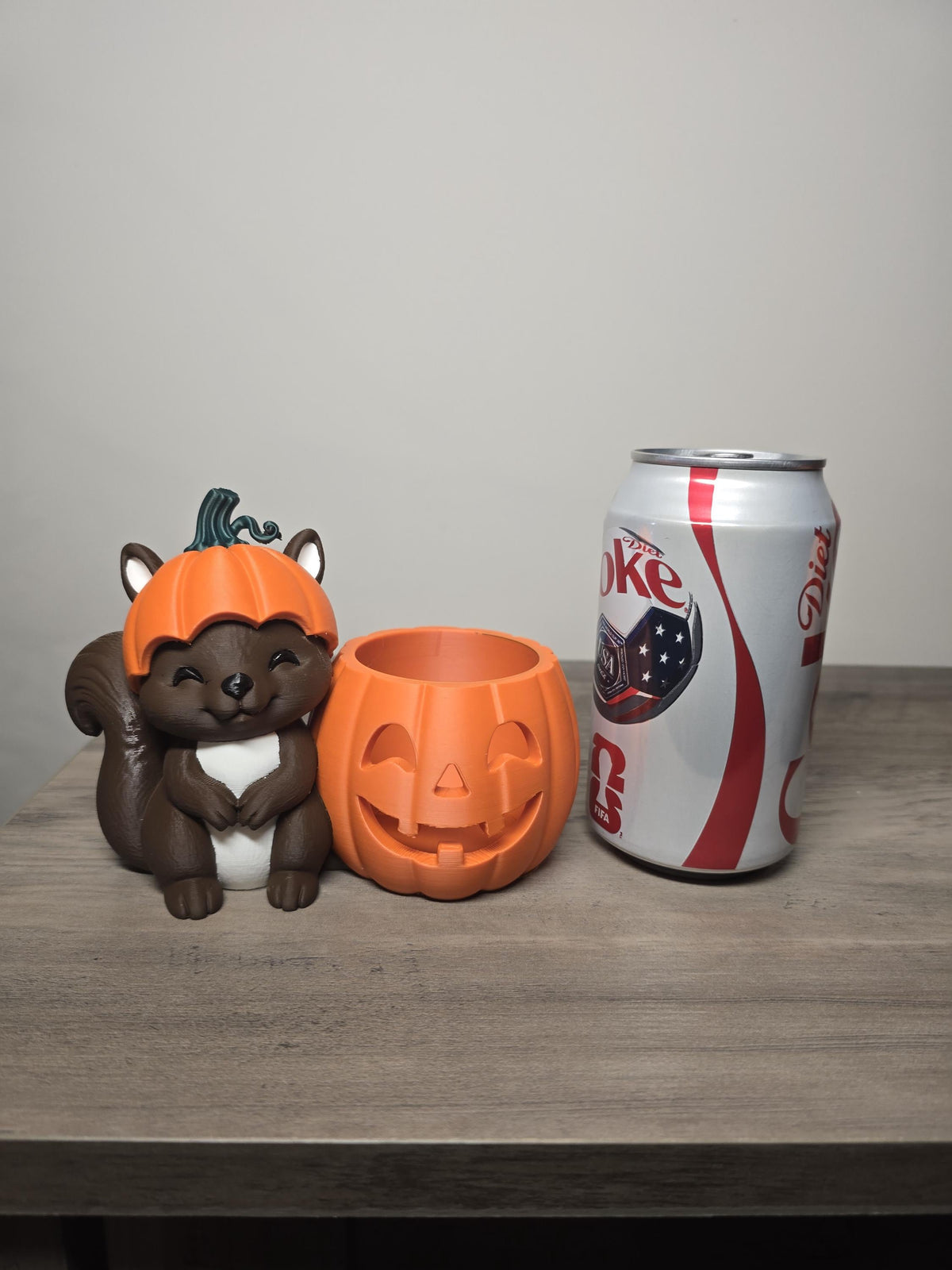 3D Printed Halloween Squirrel Tealight Candle Holder | Pumpkin Hat | 6x4x5 In | 4m3d Design Art