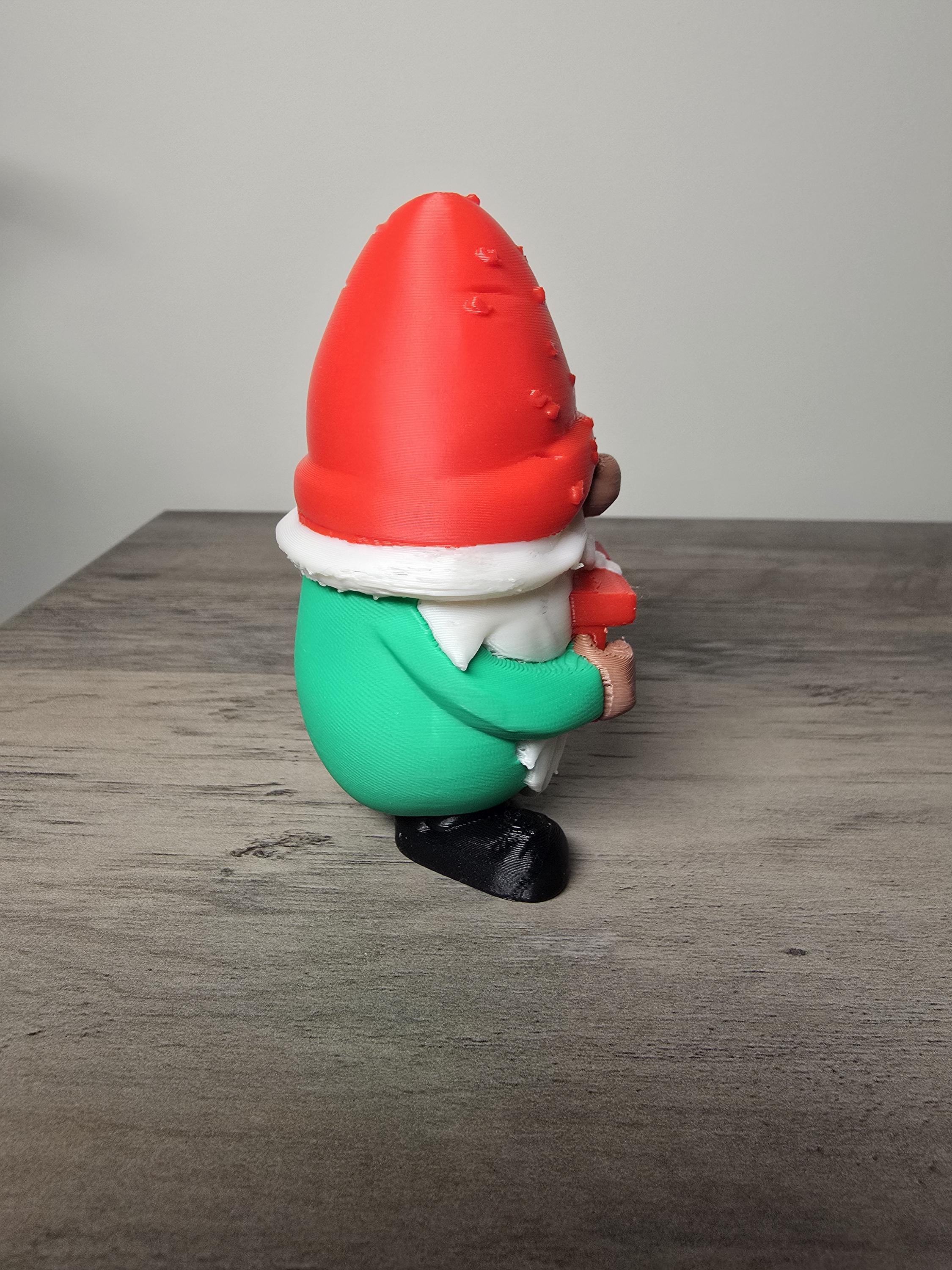 3D Printed Christmas Gnome with Present Figurine | Holiday Decor | 4m3d Design Art