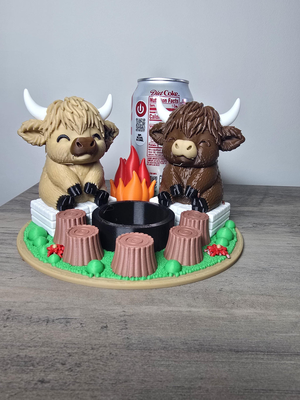 3D Printed Highland Cows Campfire Tealight Holder | Cozy Home Decor | 4m3d Design Art