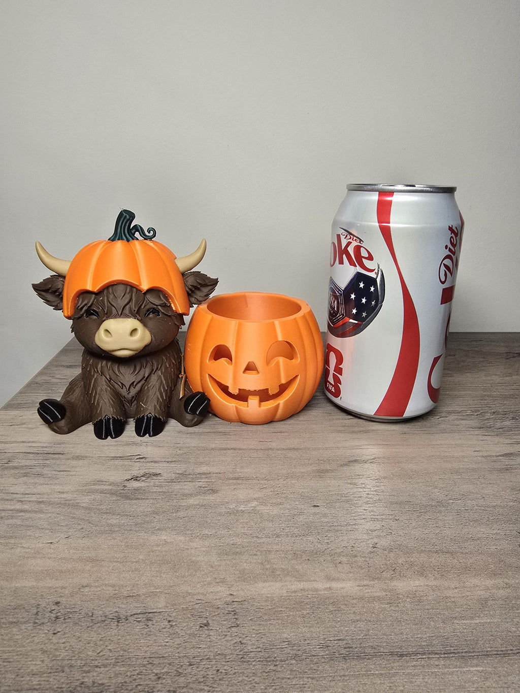 3D Printed Pumpkin Head Highland Cow Tealight Candle Holder | Halloween Decor | 4m3d Design Art