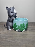 3D Printed Cute Rhino Planter | Catch-All for Keys, Jewelry & Coins | 4m3d Design Art
