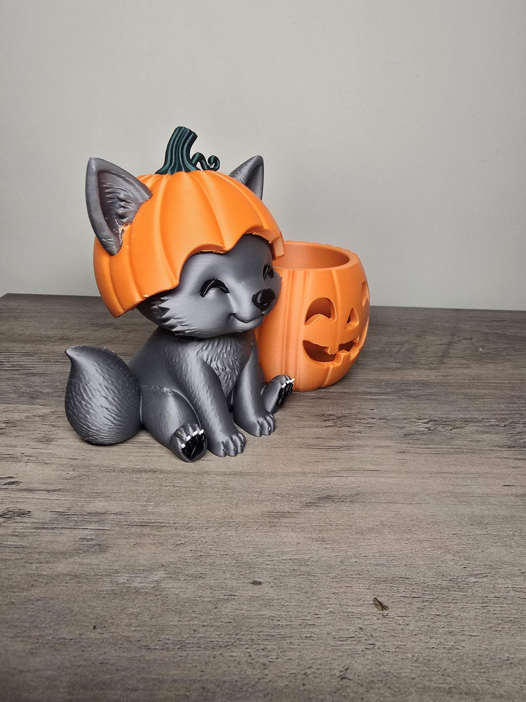 3D Printed Pumpkin Head Fox Tealight Candle Holder | Halloween Decor | 4m3d Design Art