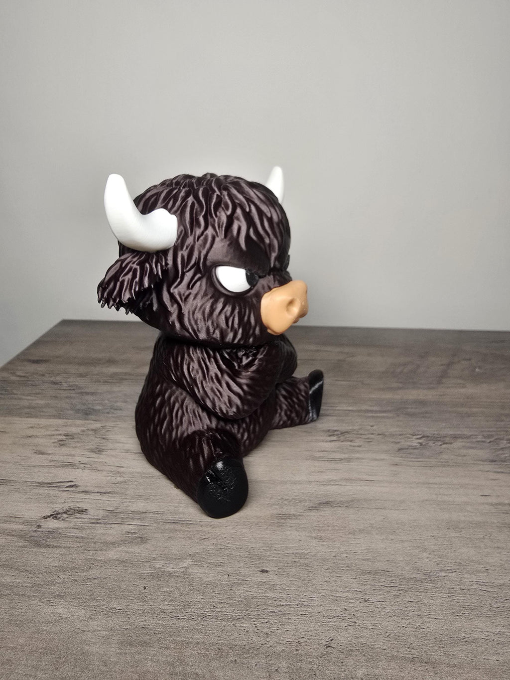 3D Printed Grumpy Highland Cow Figurine | Pouting Mood Design | 4m3d Design Art