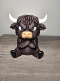 3D Printed Grumpy Highland Cow Figurine | Pouting Mood Design | 4m3d Design Art