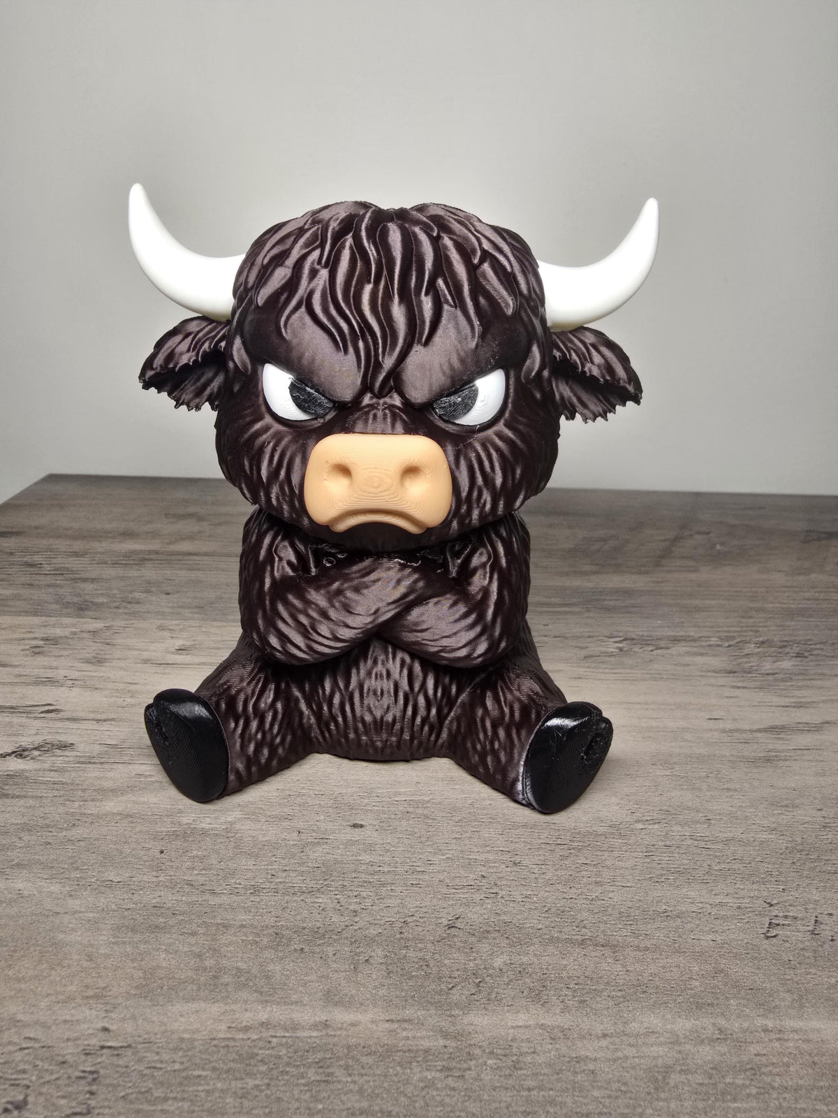 3D Printed Grumpy Highland Cow Figurine | Pouting Mood Design | 4m3d Design Art