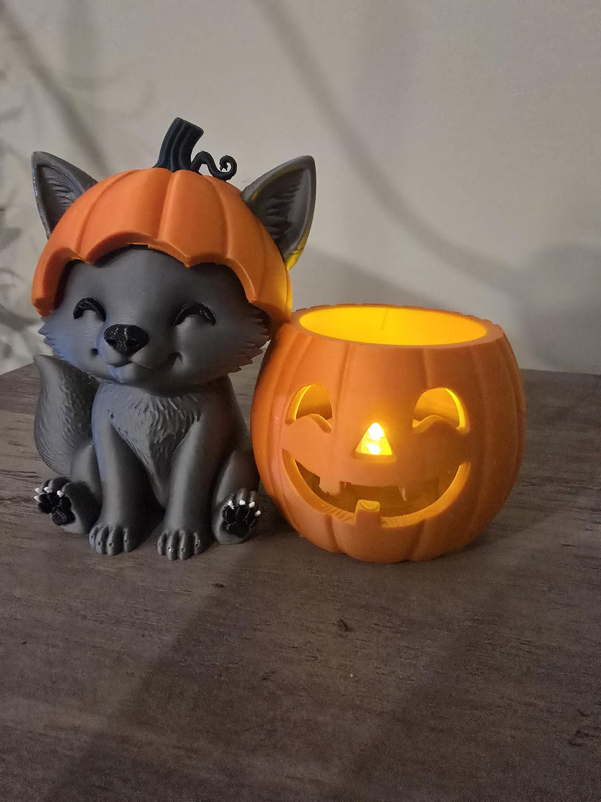 3D Printed Pumpkin Head Fox Tealight Candle Holder | Halloween Decor | 4m3d Design Art