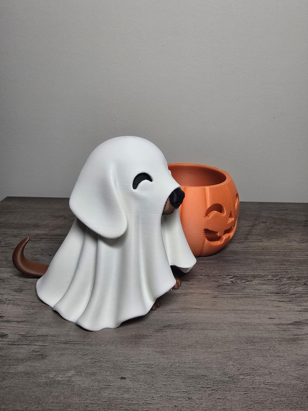 3D Printed Halloween Ghost Puppy Tealight Candle Holder | Pumpkin Design | 4m3d Design Art