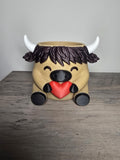 3D Printed Highland Cow Planter | Catch-All for Keys, Jewelry & Coins | 4m3d Design Art