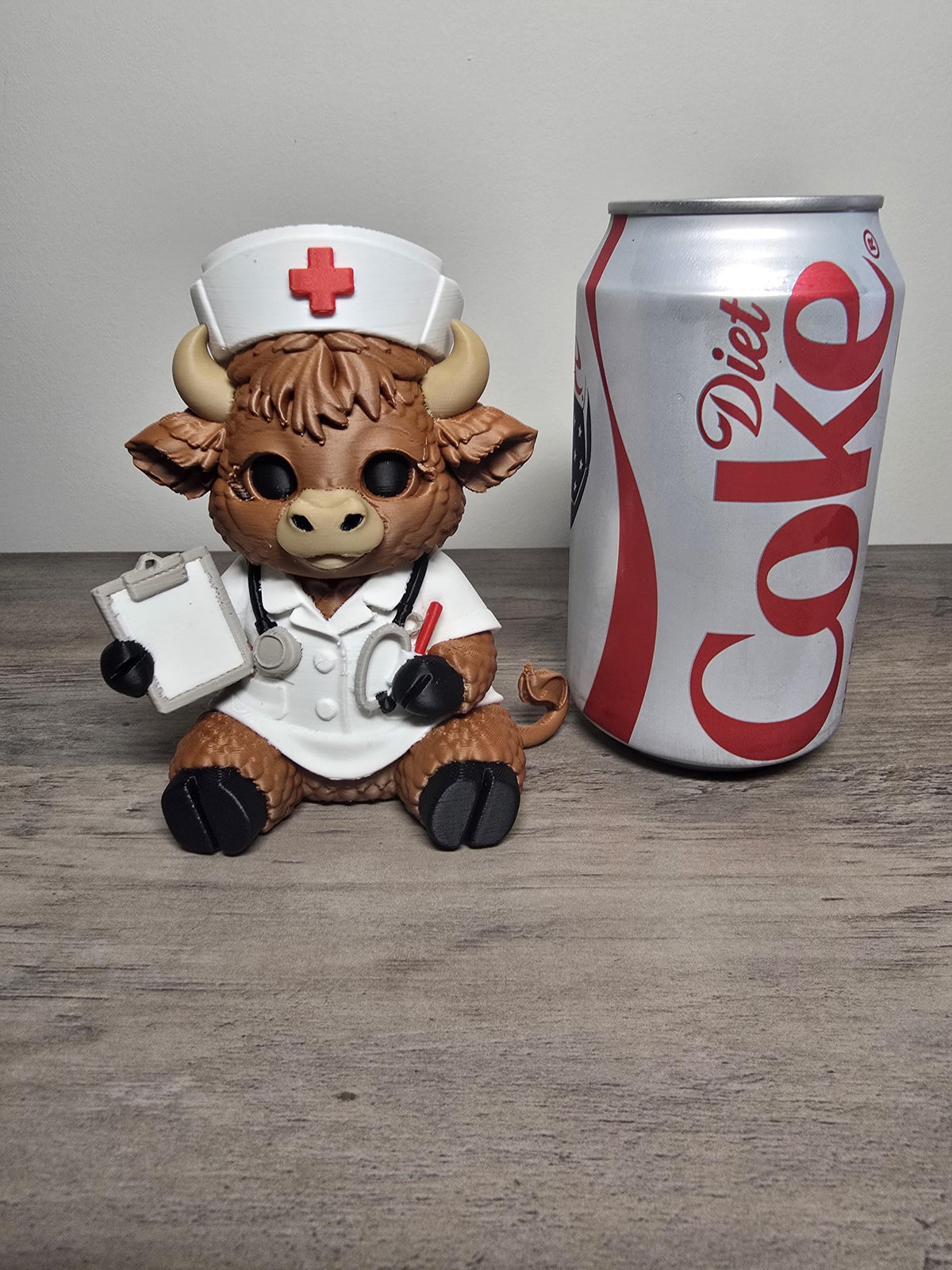 3D Printed Highland Cow Nurse Figurine | Detailed Healthcare Gift | 4m3d Design Art