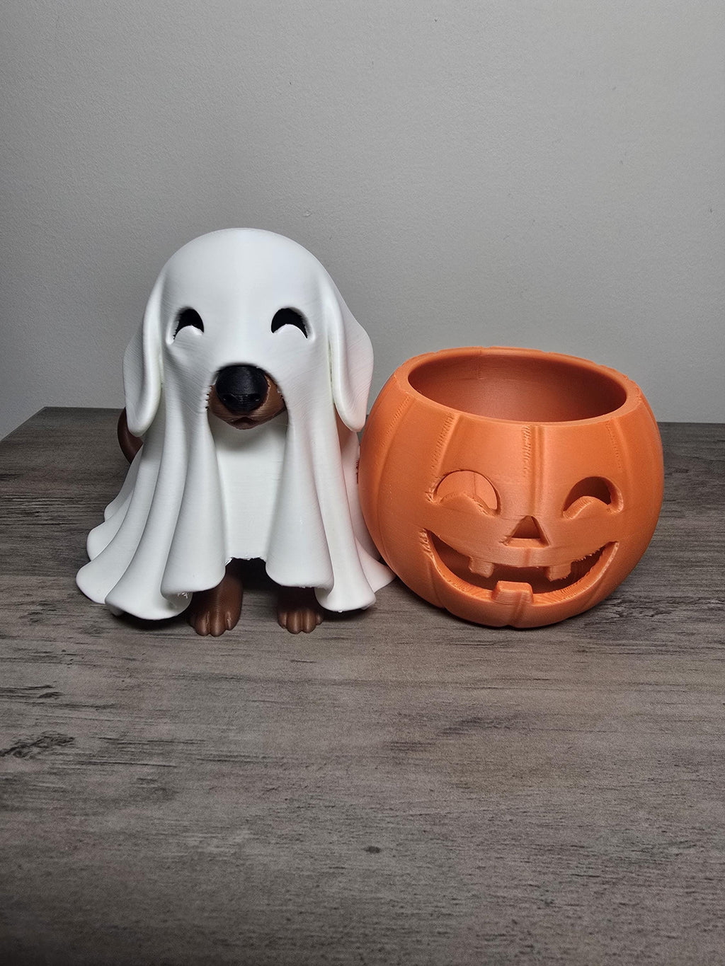 3D Printed Halloween Ghost Puppy Tealight Candle Holder | Pumpkin Design | 4m3d Design Art