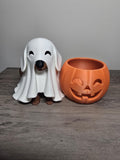 3D Printed Halloween Ghost Puppy Tealight Candle Holder | Pumpkin Design | 4m3d Design Art