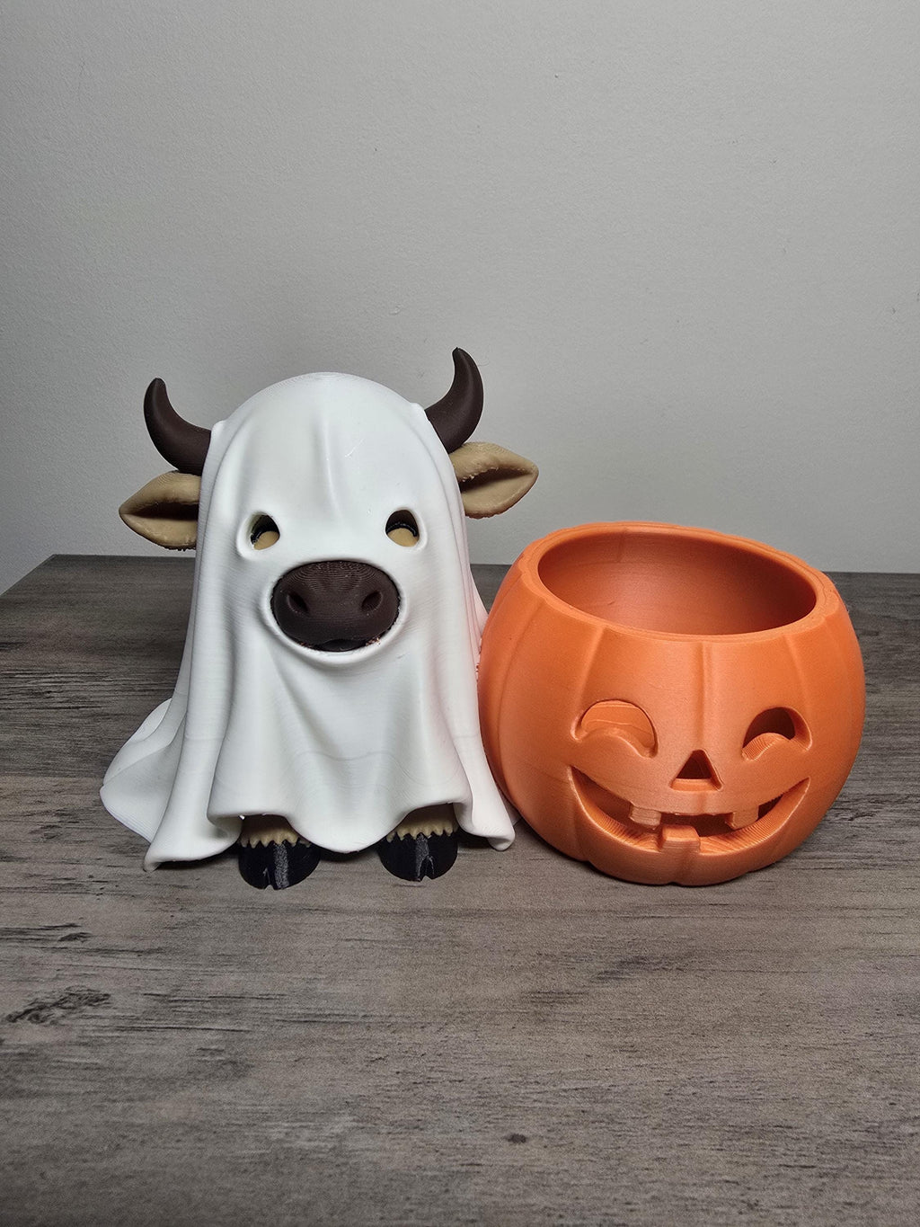 3D Printed Halloween Ghost Highland Cow Tealight Candle Holder | Pumpkin | 4m3d Design Art