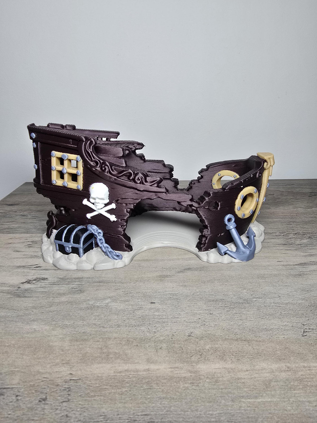 3D Printed Sunken Ship Aquarium Decor | Treasure Chest Cave | 7x4x4 In | 4m3d Design Art